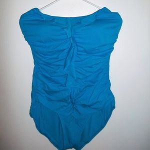 Cute Trendy One Piece Blue Ruffle Bathing Suit
